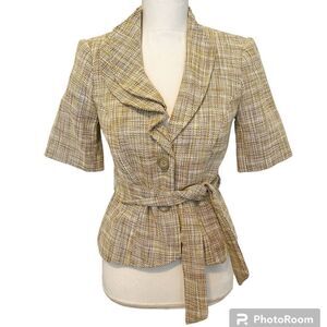 The Limited Short Sleeve 100% Cotton Tan Blazer with Belt Size XS